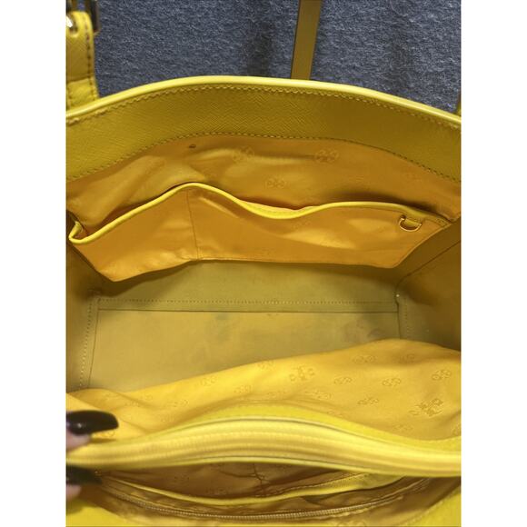 Tory Burch York Buckle Medium Tote Work Bag Yellow Saffiano Leather See Details. - Picture 5 of 16